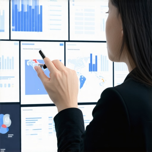 Person reviewing digital maps and analytics graphs