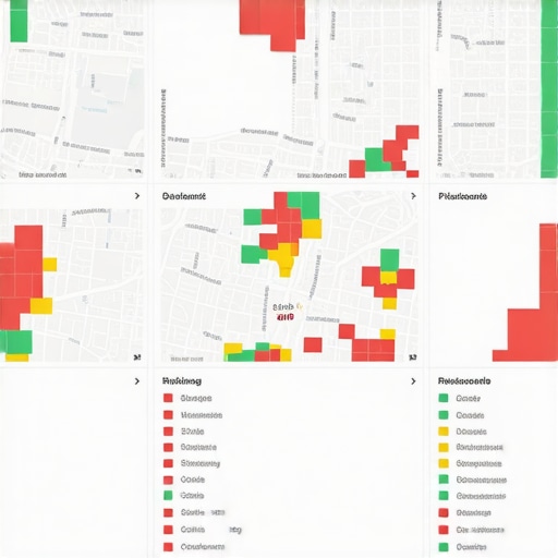 A detailed map analytics dashboard displaying ranking changes and anomalies in local search results.